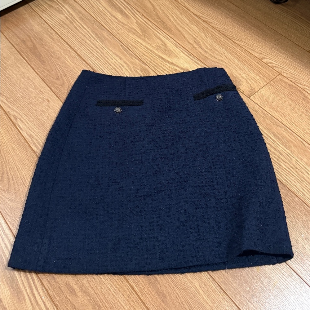 LK Bennett Textured Navy Mini Skirt